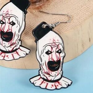 Horror Movie Terrifer Clown Acrylic Dangle Earrings Spooky Halloween